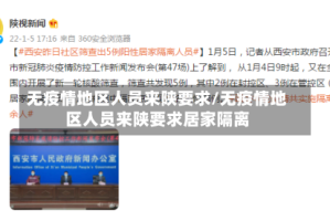无疫情地区人员来陕要求/无疫情地区人员来陕要求居家隔离