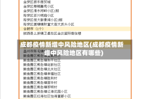成都疫情新增中风险地区(成都疫情新增中风险地区有哪些)