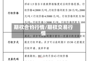 期权合约行情/期权交易行情