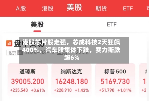 港股芯片股走强	，芯成科技2天狂飙400%，汽车股集体下跌，赛力斯跌超6%-第3张图片