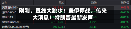 刚刚，直线大跳水！美伊停战	，传来大消息！特朗普最新发声-第1张图片