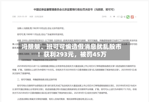 冯朋朋、班可可编造假消息扰乱股市！获利293元，被罚45万-第2张图片