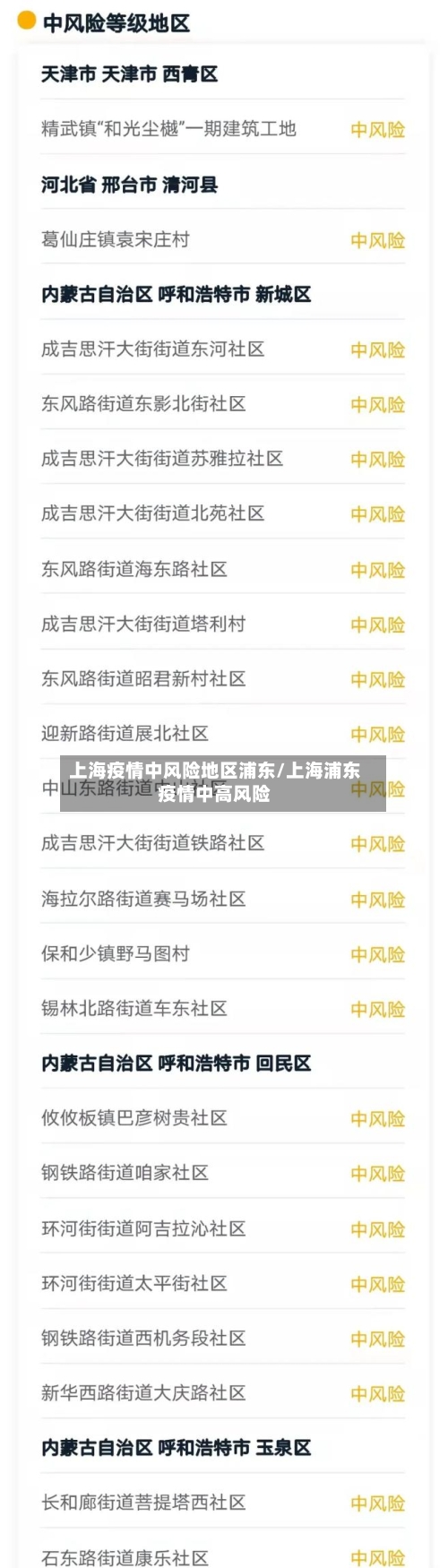 上海疫情中风险地区浦东/上海浦东疫情中高风险-第1张图片