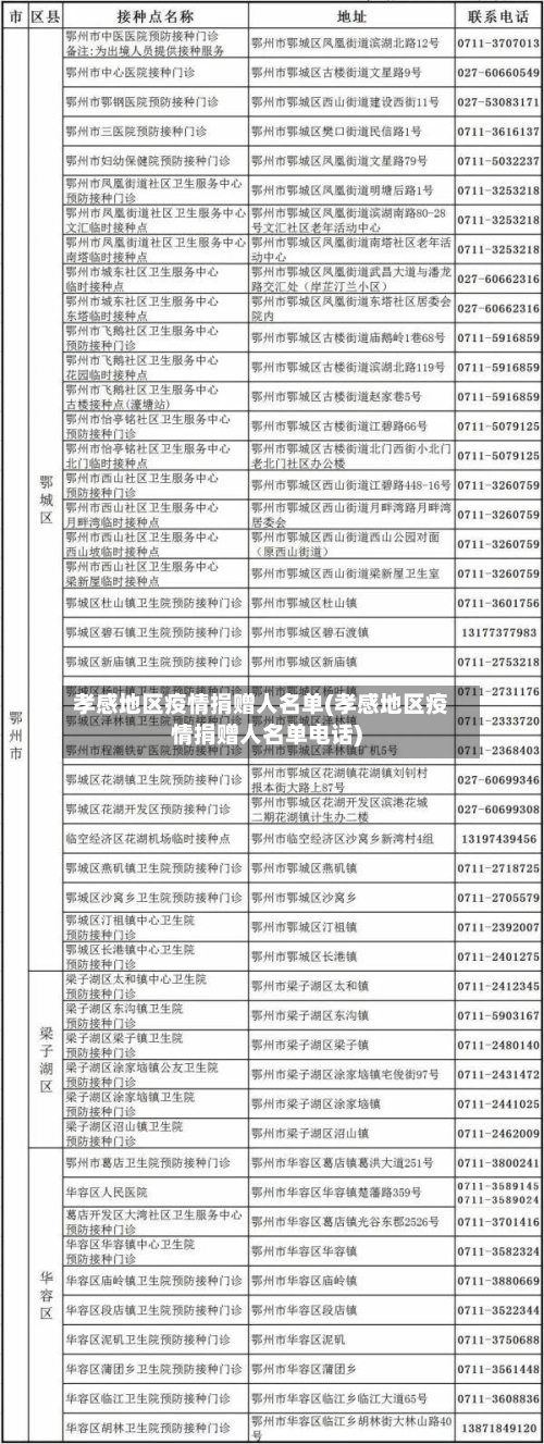 孝感地区疫情捐赠人名单(孝感地区疫情捐赠人名单电话)-第1张图片