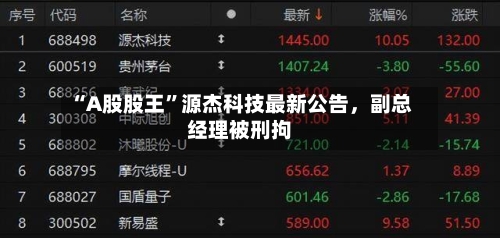 “A股股王	”源杰科技最新公告	，副总经理被刑拘-第3张图片