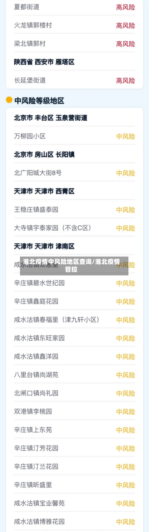 淮北疫情中风险地区查询/淮北疫情管控-第1张图片